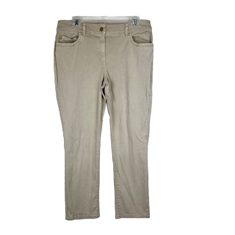 Chico's Skimmer Pants Women Medium Khaki Beige Ankle Stretch Bottoms